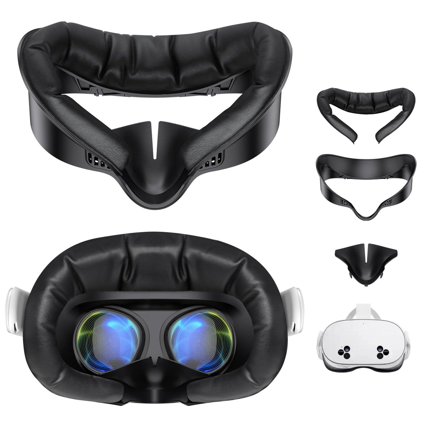 for Meta/Oculus Quest 3S Face Pad Cover with Nose Pad, Soft PU Leather Foam Cushion Pad Air-Circulation Design Facial Interface