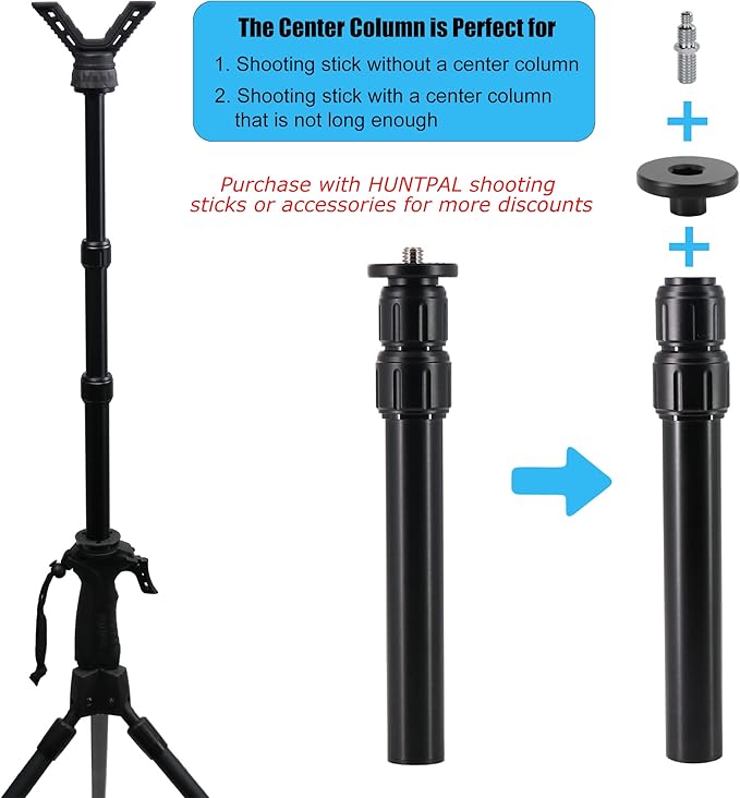 HUNTPAL Gun Rest Rifle Stand Tripod Shooting Stick for Range Table Bench Shooting Practice, Portable Adjustable Compact Aluminum Construction Gun Holder with 360° Swivel V Yoke Head