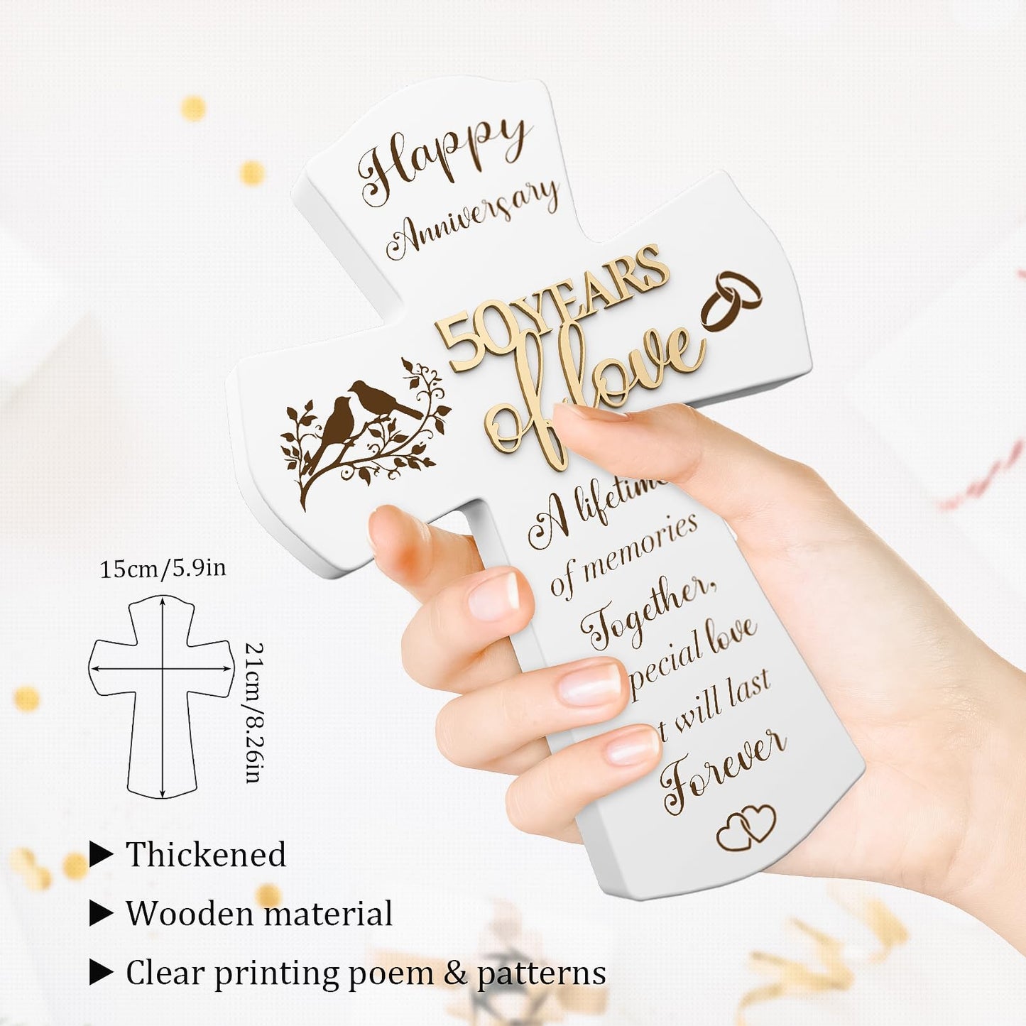 50th Anniversary Wedding Gifts for Wife Husband, Religious Cross Gifts for Women Men,50 Year Romantic Anniversary Marriage Gift for Her,Him,Couple,Parents,Friends,Wedding Anniversary Decorations