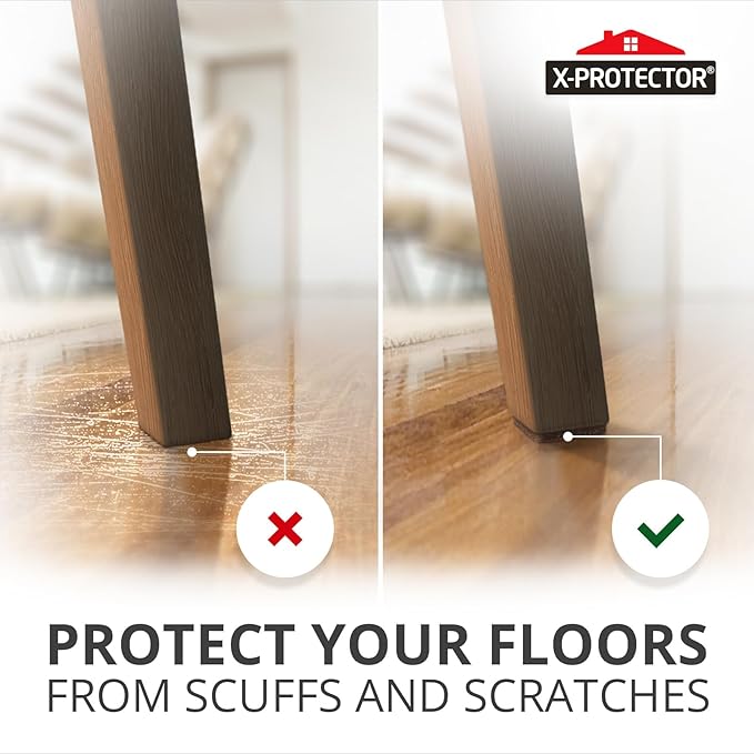 X-PROTECTOR Felt Furniture Pads - 32 PCS 1 1/2" Floor Protectors for Chair and Furniture Feet - Protect Your Hardwood Floors! (Brown, Square)