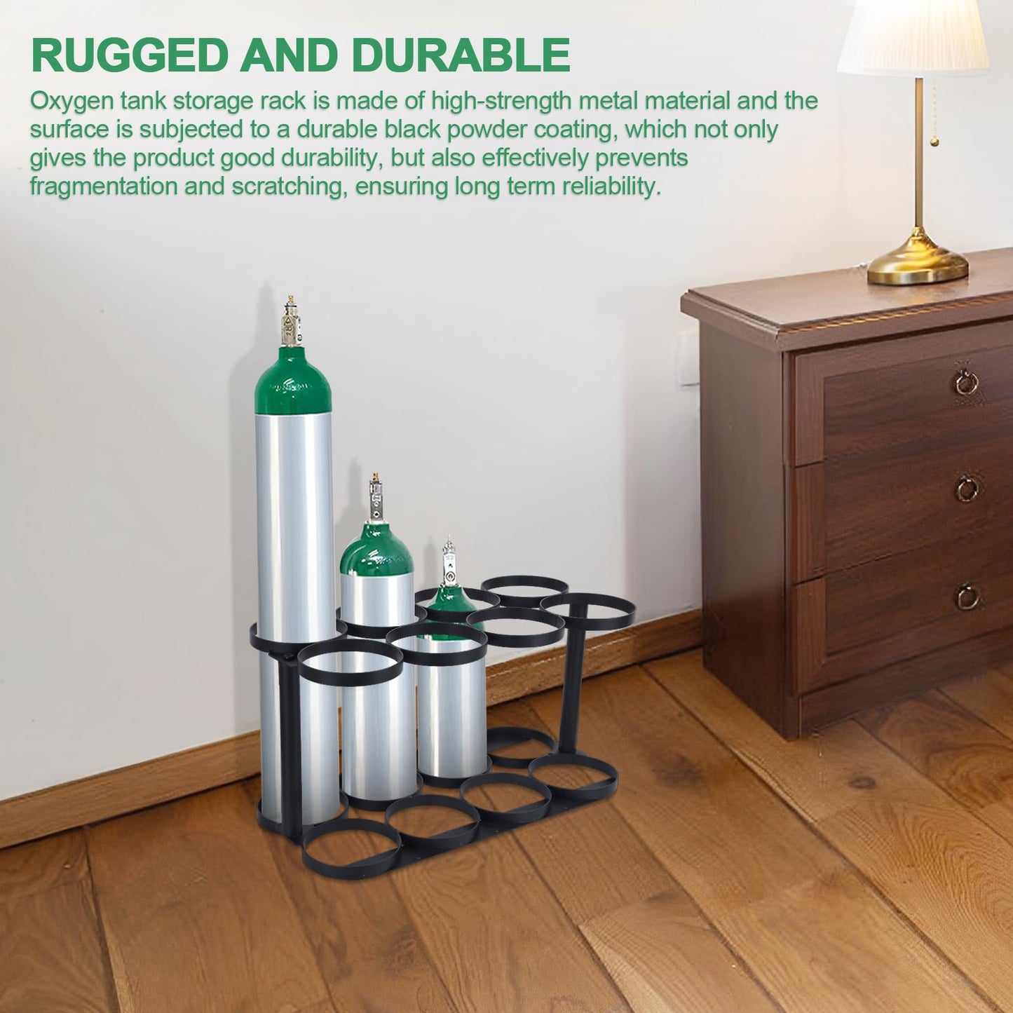 Oxygen Tank Holder, Oxygen Tank Rack, Detachable Medical Oxygen Tank Holder, Heavy Duty Oxygen Cylinder Rack for Storage and Transportation, Floor Mountable Oxygen Rack 4.57" Diameter