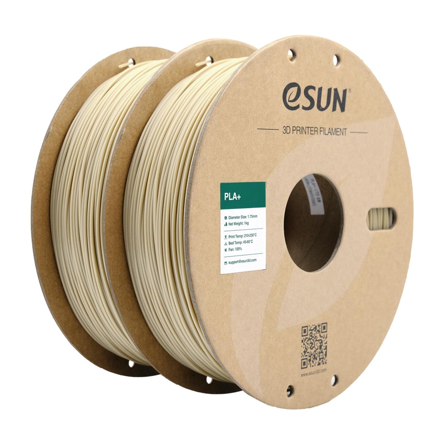 eSUN PLA+ Filament 1.75mm, 3D Printer Filament PLA Plus, Dimensional Accuracy +/- 0.03mm, 1KG per Spool, 2 Spools 3D Printing Filament, Bone White