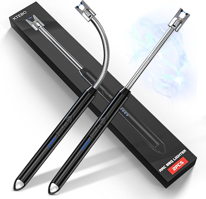 KTEBO 2 Pack Plasma Arc Electric Lighters Rechargeable - USB Long Reach for Scented Candles, BBQ Grill &Camping - Windproo...