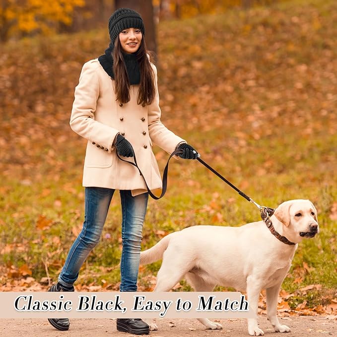 5 Pieces Women Winter Warm Set Knit Beanie Hat Scarf Touchscreen Gloves Earmuffs Stockings 5 in 1 Ski Outing Set for Gift