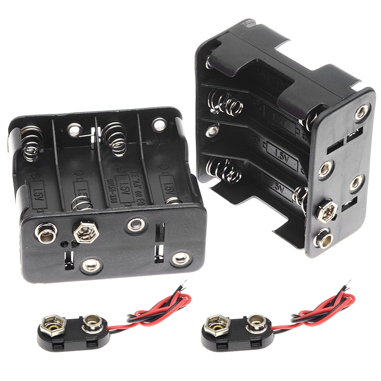 Qteatak 2Set 8 X Aa Thicken Battery Holder With I Type Wired Battery Clip Standard Snap Connector