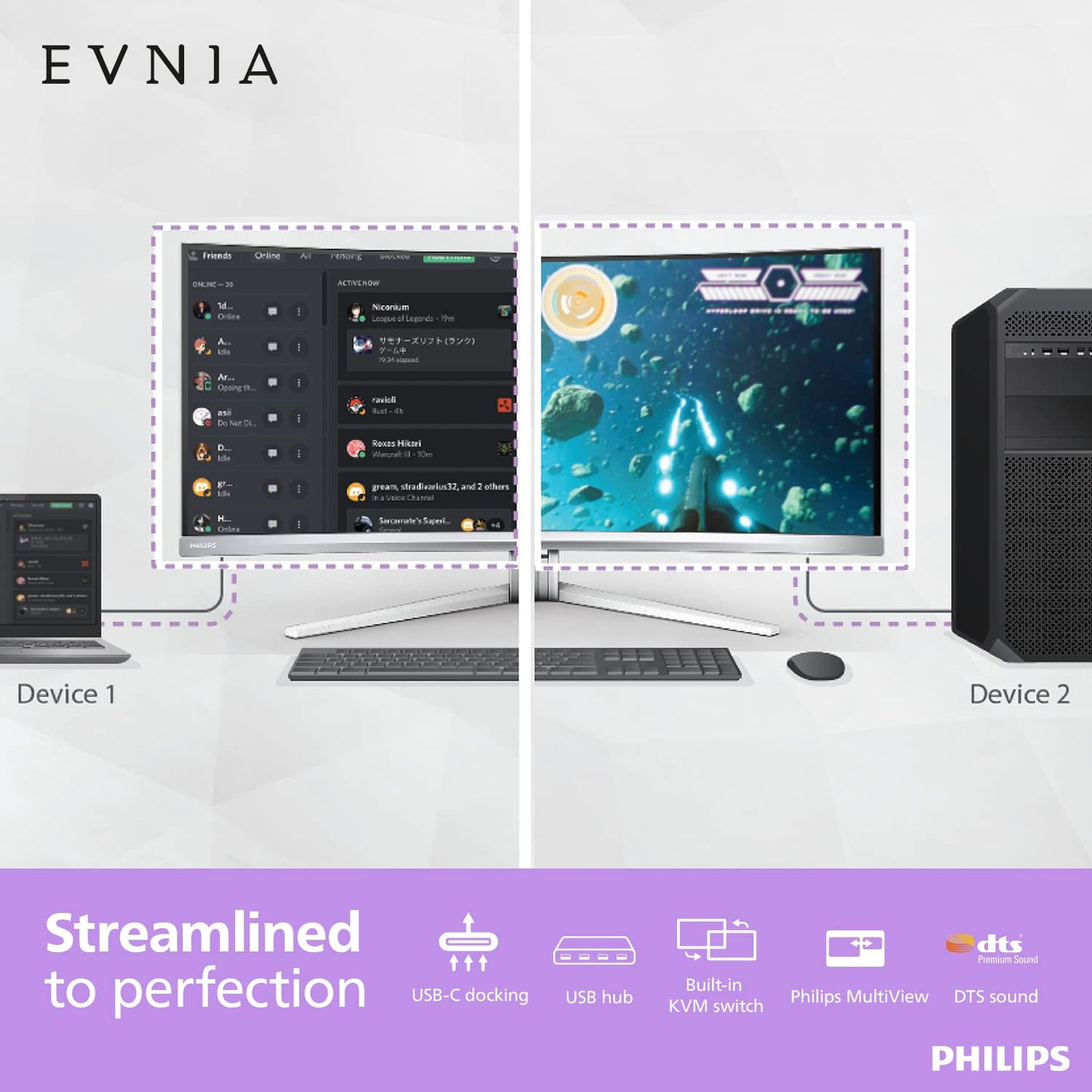 Philips Evnia 42M2N8900 41.5    4K Oled Gaming Monitor, 4K Uhd, 138Hz 0.1Ms Gtg, Freesync Premium, Hdr10, Usb-C Docking, Kvm, 10