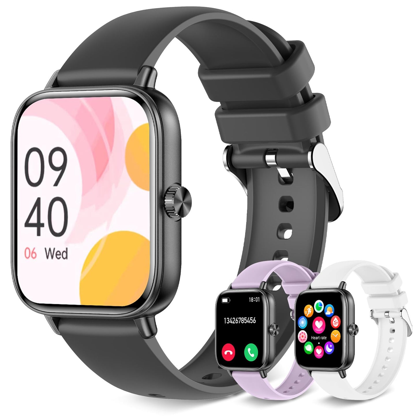 Smart Watch For Women With Bluetooth Call Answer/Dail,1.85 Diy Dial Fitness Watch With Heart Rate Sleep Monitor Step Counter 120