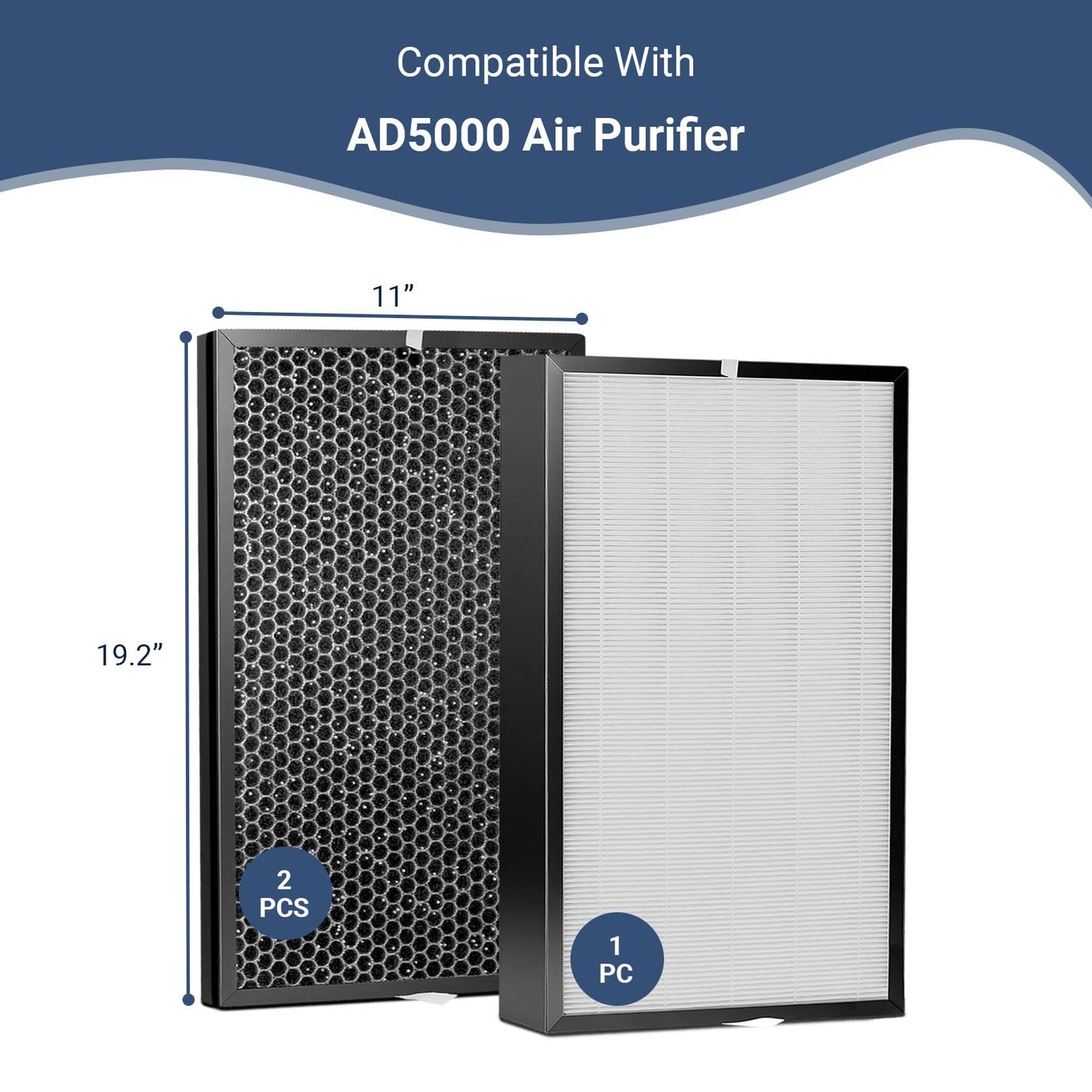 5000 Filter Replacement Set Compatible with AD5500 Air Purifier (2 Efficiency Filters + 4 Carbon Filters) 6-Pack AD5000 Replacement Filters