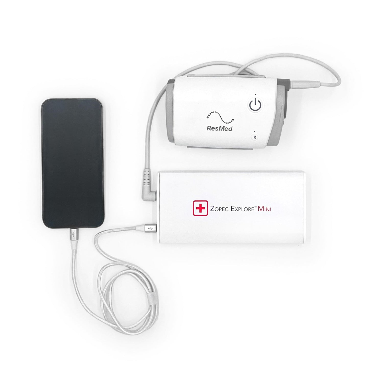 Zopec Explore Mini CPAP Battery UPS Backup - World's Smallest/Lightest - Camping, Air Travel, and RV - Up to 2 Nights Sleep - Fast Recharge - Includes Cables for ResMed AirMini, AirSense 10 and 11