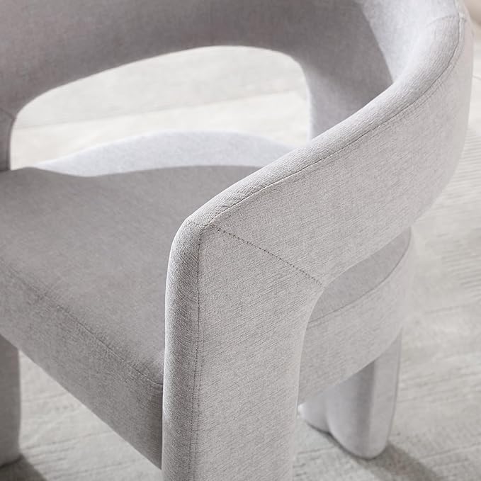 DAYALANE Modern Barrel Dining Chairs Set of 4, Upholstered Chenille Dining Room & Kitchen Chair with Curved Back, Comfy Accent Side Reading Armchair for Living Room Bedroom Kitchen Home Office, Grey