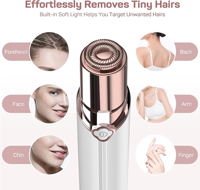 Facial Hair Removal for Women, Hair Removal Device with 4 x Replacement Heads, Gurelax Facial Hair Remover for Chin, Upper Lip