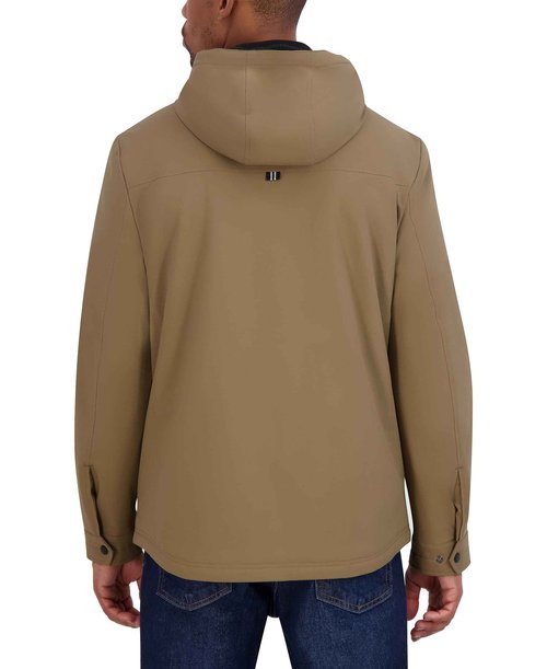 Nautica Men's Sherpa Lined Softshell Jacket – Full Zip, Adjustable Hood, Wind Resistant, Otter, Medium