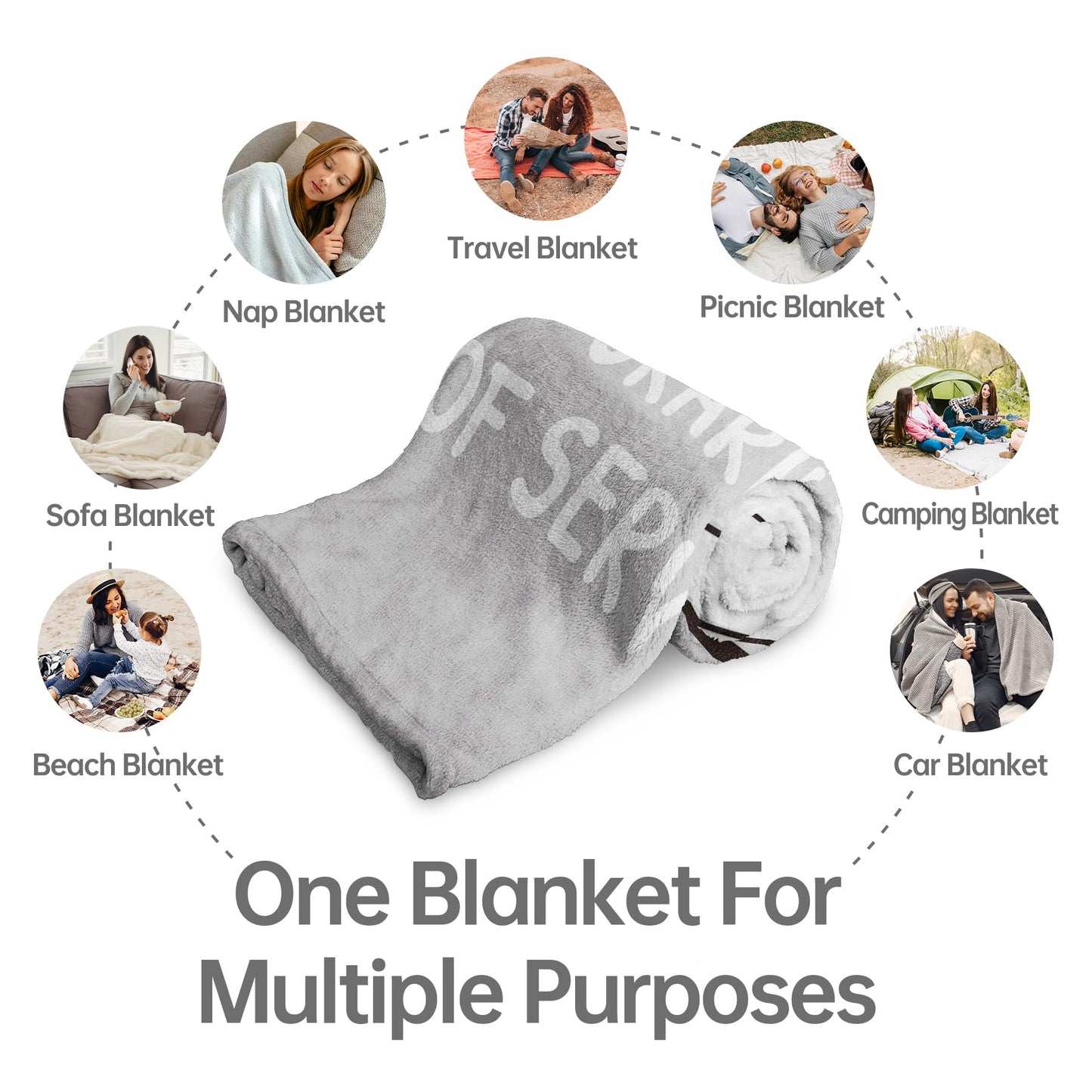 GoMelley Funny Gift for Wife from Husband, Wedding Anniversary Romantic Gifts for Women, Wife is Charging Flannel Blanket, Birthday Christmas Valentines Day Blanket Gifts for Her, 60”× 50”（Gray）