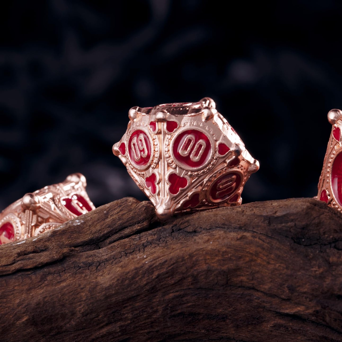 Surpass Metal dice Set red DND dice Set RPG dice Rose Gold Polyhedral Metal dice for Dungeons & Dragons Games Poker Theme Design (Rose red)