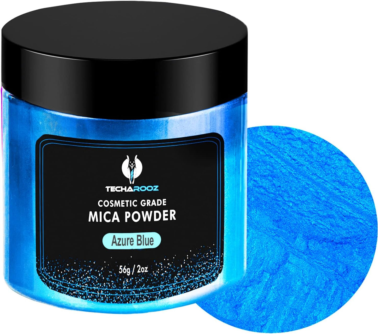 Azure Blue Mica Powder for Epoxy Resin 56g / 2oz. Jar - TECHAROOZ 2 Tone Resin Dye Color Pigment Powder for Lip Gloss, Nails, Colorant for Slime Bath Bombs Soap Making Colorant