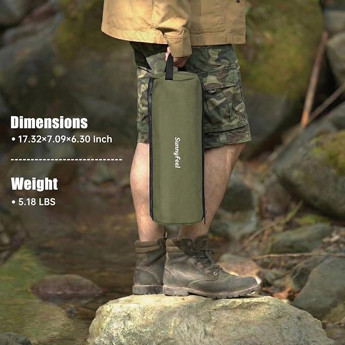 SUNNYFEEL High Back Camping Chair, 15 Second Setup Frame, 330lb Capacity, Portable Backpacking Chair, Lightweight & Compact Folding Camp Chair for Hiking Camping, Army Green
