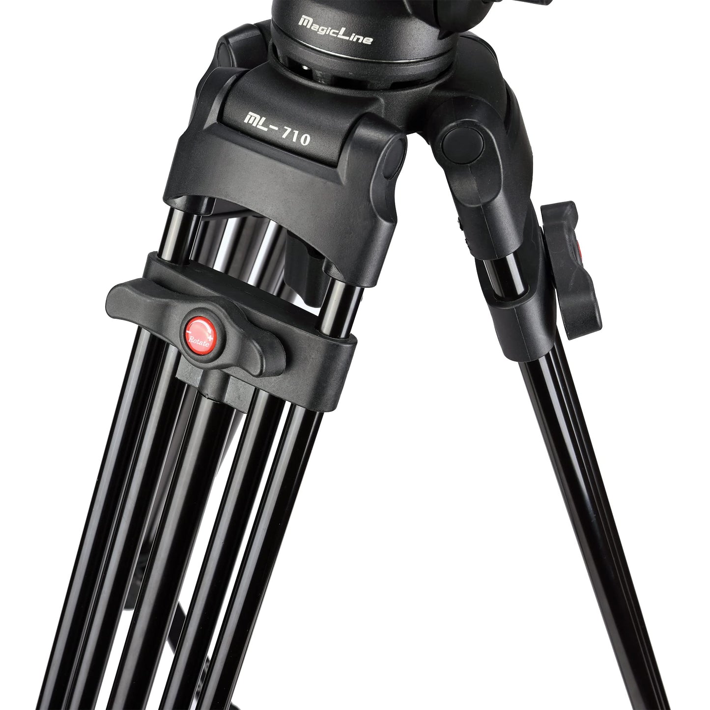 MagicLine 70.9" Aluminum Video Tripod,Heavy Duty Camera Tripod Stand with 2 Handles &360° Fluid Head & Adjustable Metal Middle Spreader,2 QR Plates for DSLR Camcorder Cameras(Max Load 22 lb)