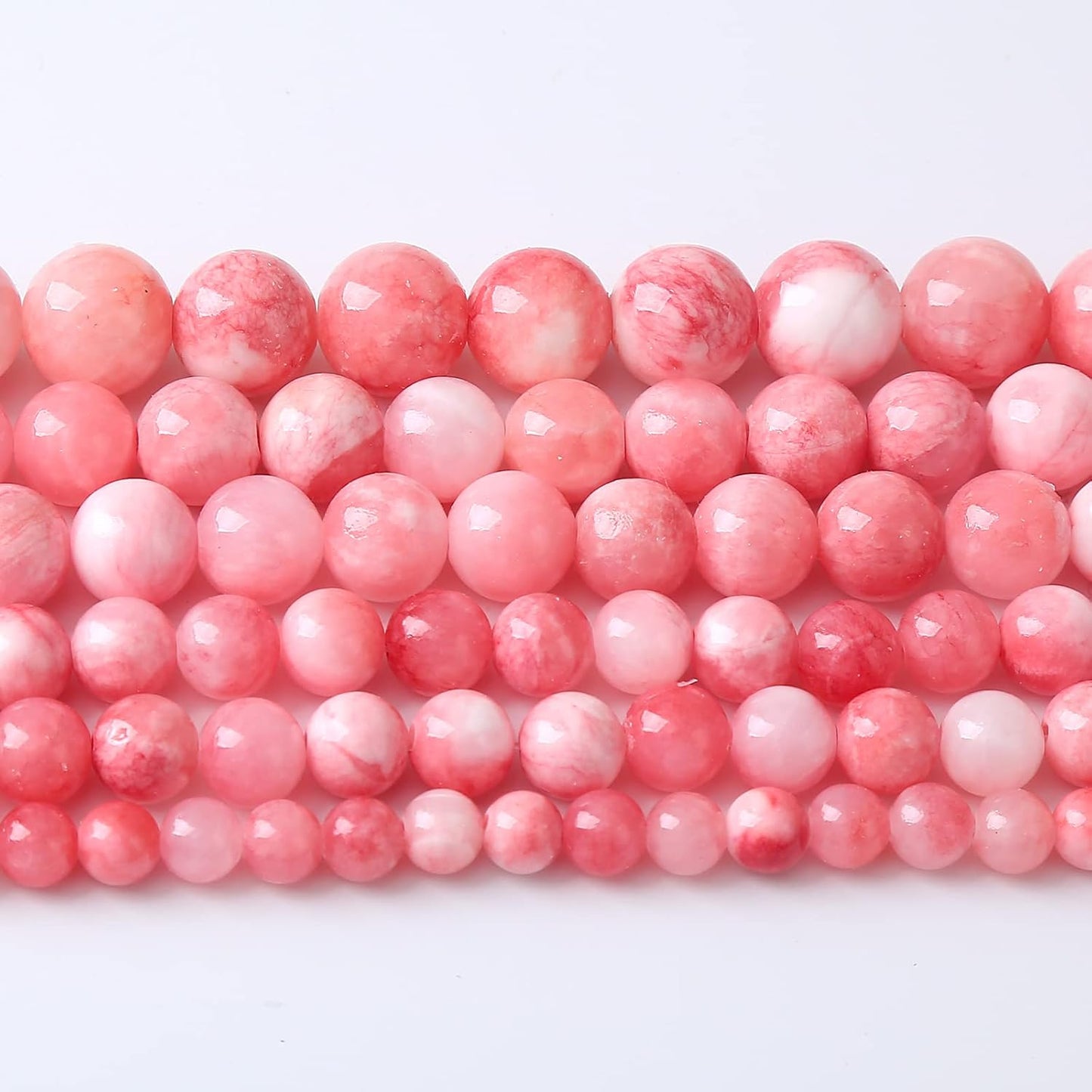 45pcs 8mm Natural Pink White Persian Jade Gemstone Beads Round Loose Spacer Beads for Jewelry Making DIY Bracelets Necklaces 15" (Pink Persian Jade, 8mm)
