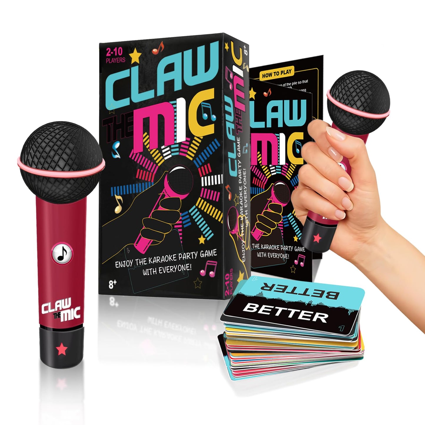 Sylphiderm Lyric Rush Music Party Game - Music Challenge Cards with Foam Mic|2-10 Players Singing Game for Adults & Teens|Family Trivia Night & Karaoke Battle