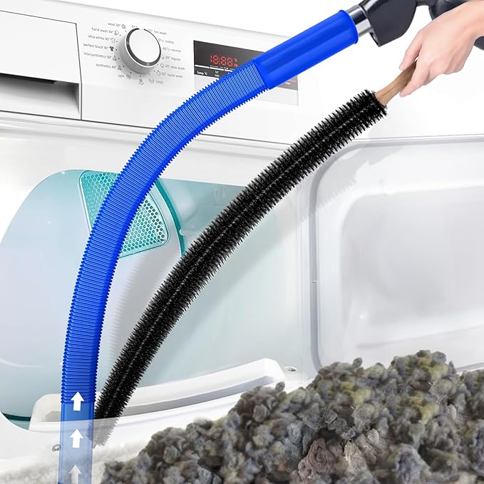 2 Pieces Dryer Vent Cleaner Kit Compatible with All Vacuum Cleaner, Dryer Lint Brush and Vacuum Hose Attachment, Quickly Lint Remover, Deep Blue