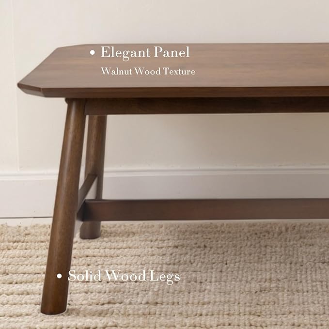 HEAH-YO 35.5” Coffee Table, Rectangle Coffee Tables with Wood Legs for Living Room Bedroom, Walnut Color