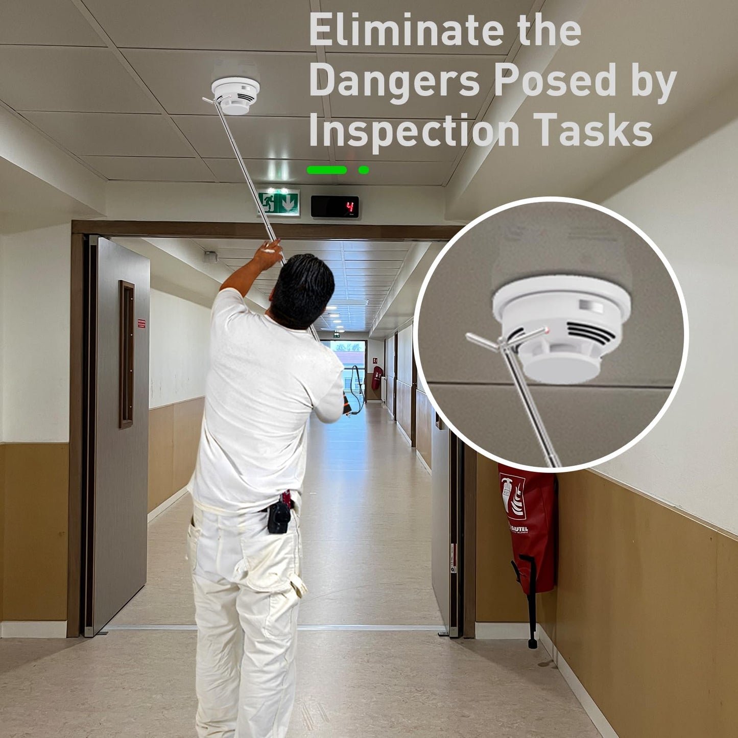 Smoke Detector Tester Pole - Smoke Detector and Emergency Exit Light Extendable Pole Tester - Emergency Light Testing Pole - Ensuring Safe and Efficient Testing of Life Safety Products,1 Pack