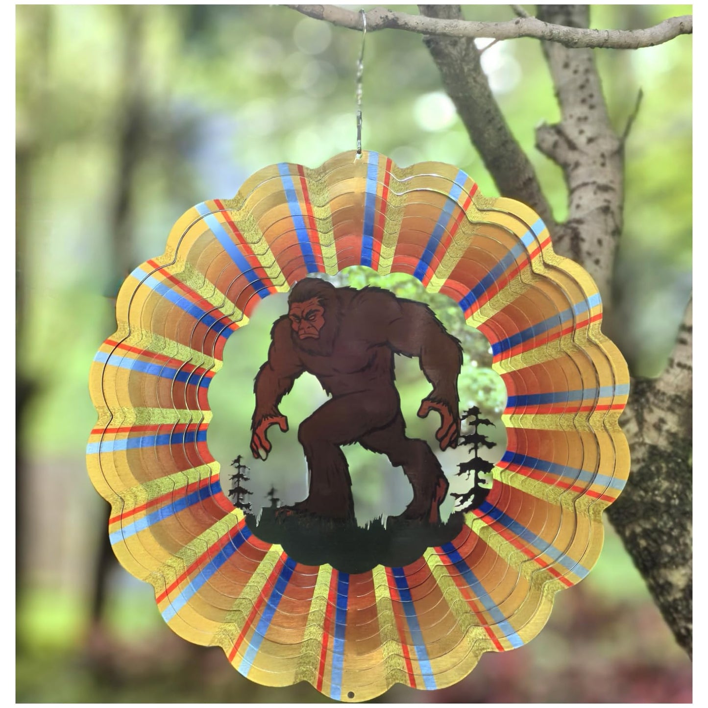 Bigfoot Wind Spinner Outdoor Mental Kinetic Wind Spinner for Garden Yard Decor Bigfoot Sasquatch Gifts Hanging Lawn Ornaments Wind Sculpture Wind Catcher with 3D Visual Effect (12''-1pc, Bigfoot)