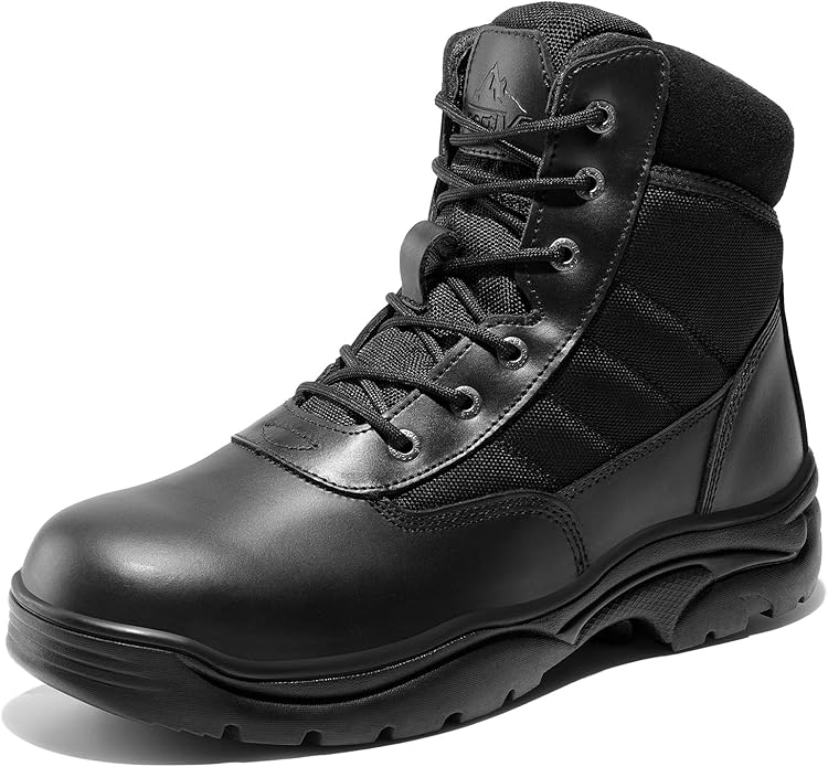 NORTIV 8 Men's Waterproof Tactical Work Boots Leather Outdoor Hiking Military 6 Inches Motorcycle Combat Boots