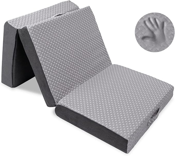 Milliard Trifold Mattress, Cot Size, 6 inch, Portable Foldable Mattress with Memory Foam & Washable Cover, Tri-Folding Flo...