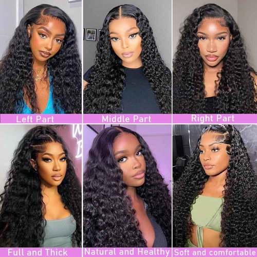 soHygge 13x6 HD Deep Wave Lace Front Wigs Human Hair Pre Plucked 200% Density Deep Curly Gluless Wigs Human Hair Lace Frontal Wigs with Baby Hair Natural Hairline 22 Inch