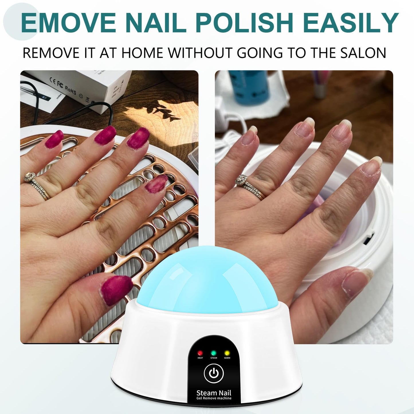 Nail Soaking Bowl, Electric Soak off Bowl Manicure Soaker for Gel Nail Polish Remover, Acrylic Nails, Dip Powder Removal, Blue