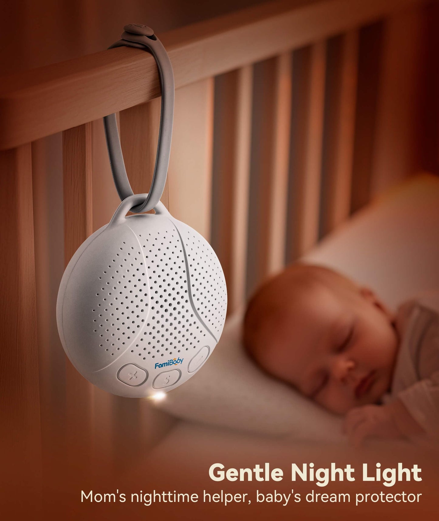 FamiBaby Portable Sound Machine for Baby - White Noise Machine with Night Light for Nursery | 16 Soothing Sounds | Shush | Travel | Registry Gift | Sleep Soother | Baby Shower