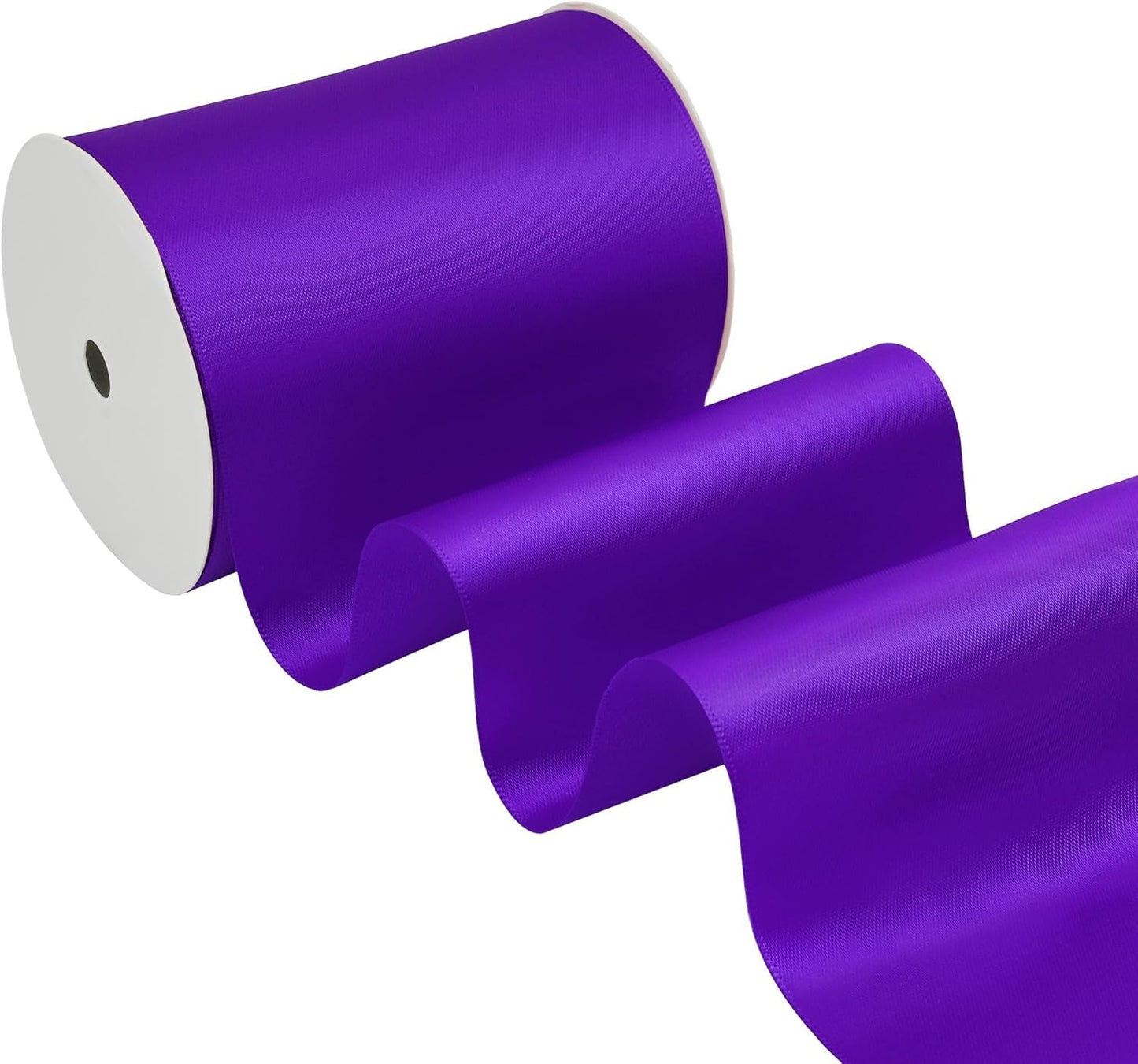 Purple Satin Ribbon 4 Inch X 15 Yards Solid Color Double Faced Ribbons Perfect for Crafts Wedding Decor Bow Making Arts Sewing and More