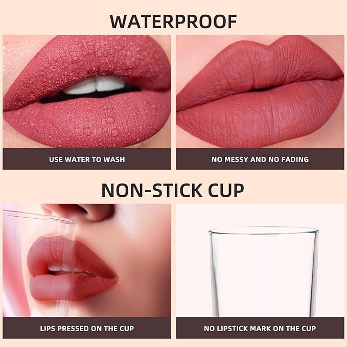 Black Matte Liquid Lipstick - Long Lasting, Smudge Proof, Transfer Resistant Lip Color, Waterproof, Non-Transfer Formula (Mystical Moment)