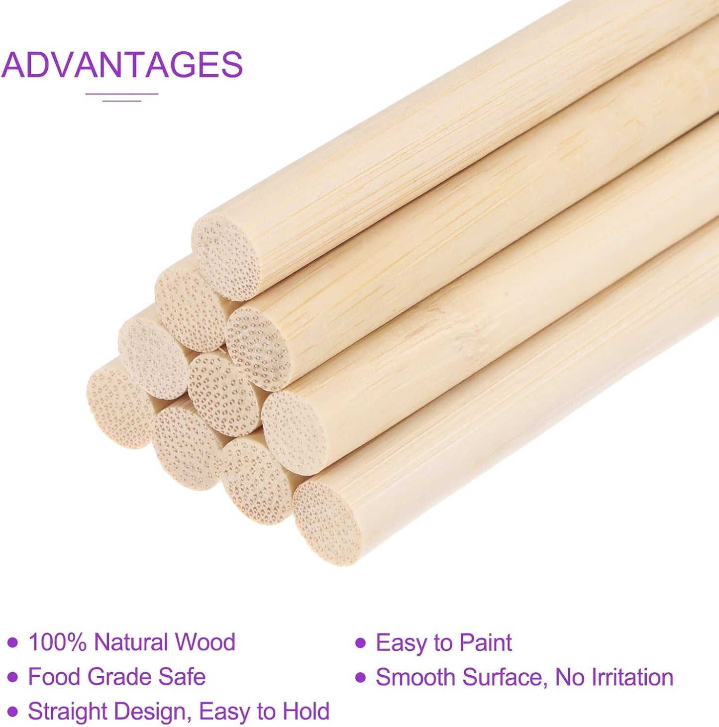 DMiotech 50 Pack 3/8" x 6" Wooden Dowel Rods Unfinished Natural Sticks Wood Craft Sticks for Home Decor Projects and Making DIY Craft,Wood Color