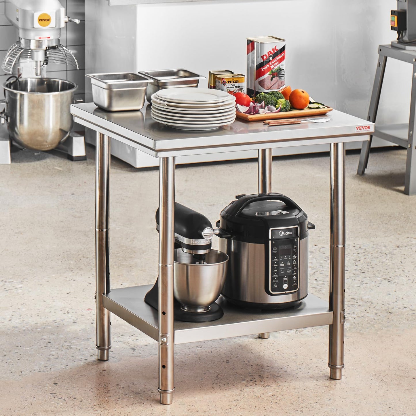 Mophorn Commercial Worktable & Workstation 24 x 30 x 32 Inch Stainless Steel Work Table Heavy Duty Commercial Food Prep Work Table for Home, Kitchen, Restaurant Metal Prep Table with Adjustable Feet