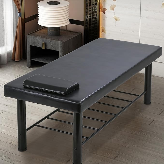 PayLessHere Metal Frame Massage Table Stationary Massage Bed 75" L 30" W 4" THK Memory Foam Layer Heavy Duty Stationary Physical Therapy Bed for Spa Footmassage Facial CareSpa Tattoo