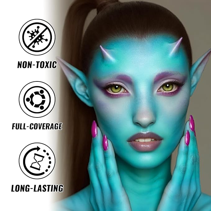 Teal Oil Based Face Body Paint Stick, Non-toxic Full-coverage Face Painting for Sally Makeup Halloween Cosplay Makeup, Waterproof Cream Teal Body Painting for Adults