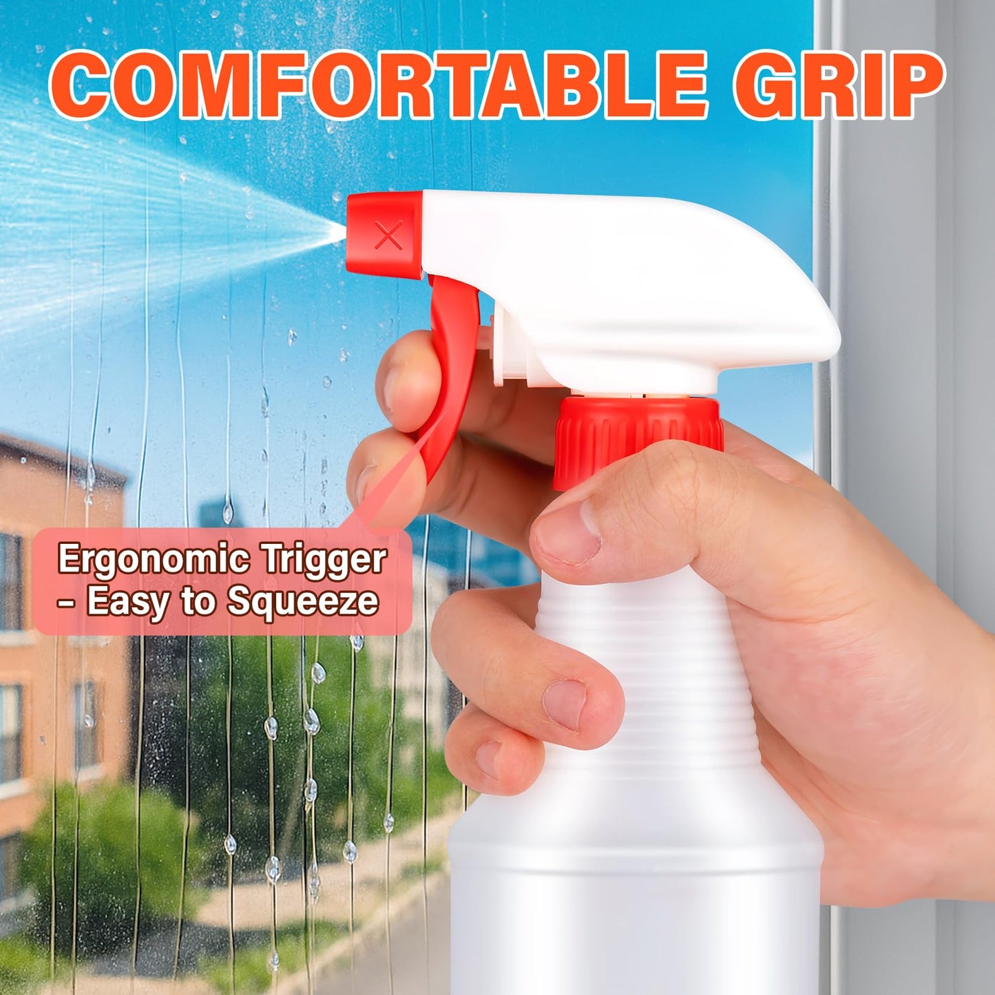 DIYSELF Spray Bottle 2 Pack Plastic Spray Bottles for Cleaning, 16oz/500ml Empty Spray Bottles for Liquids, Heavy Duty Spray Bottle for Plants, Pets, Alcohol, Leak-Proof Squirt Bottles for Lab Reagent