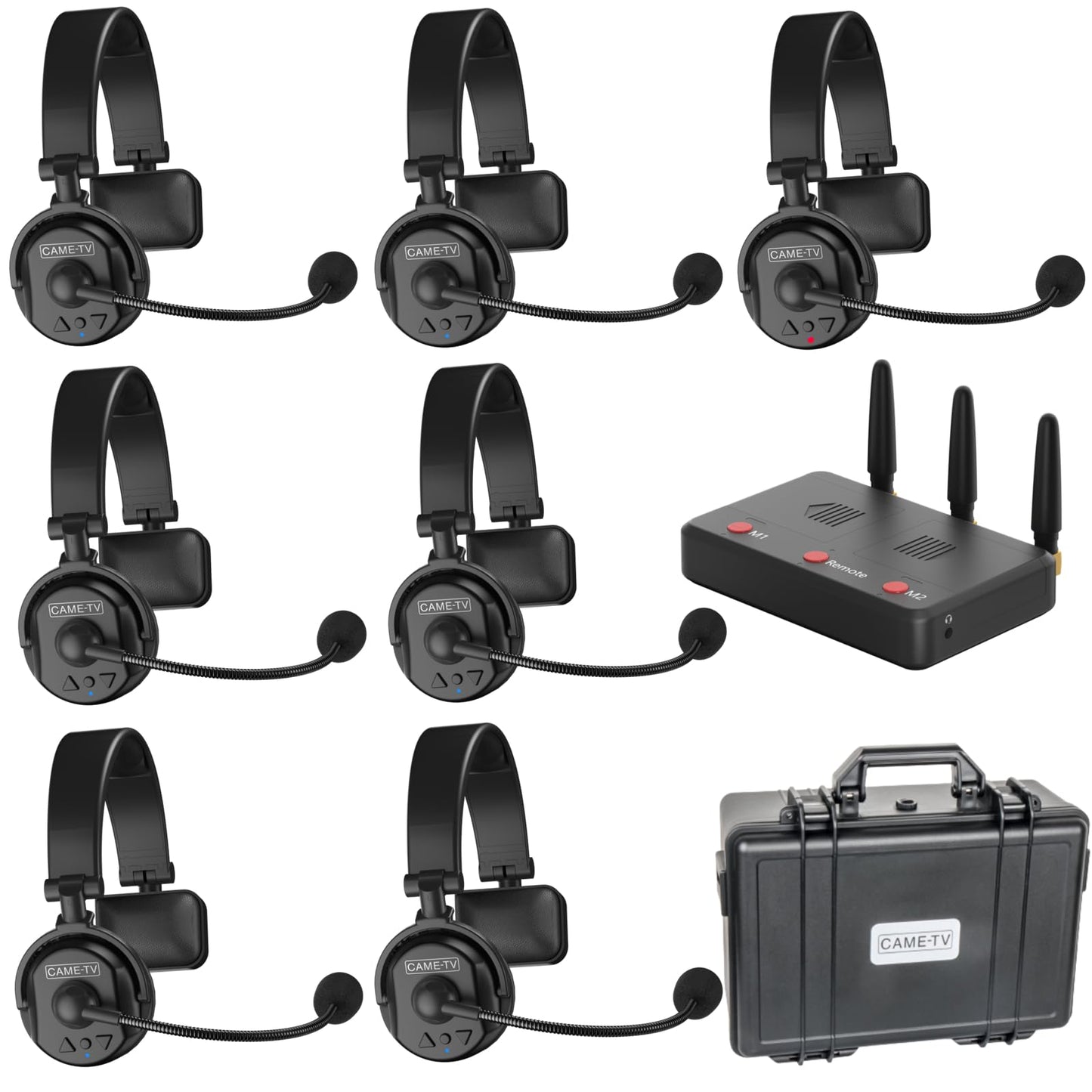 Cametv Waero 1.9Ghz Wireless Intercom Headset System Noise Cancellation Zero Latency Full Duplex 7 Person Team Communication Wit