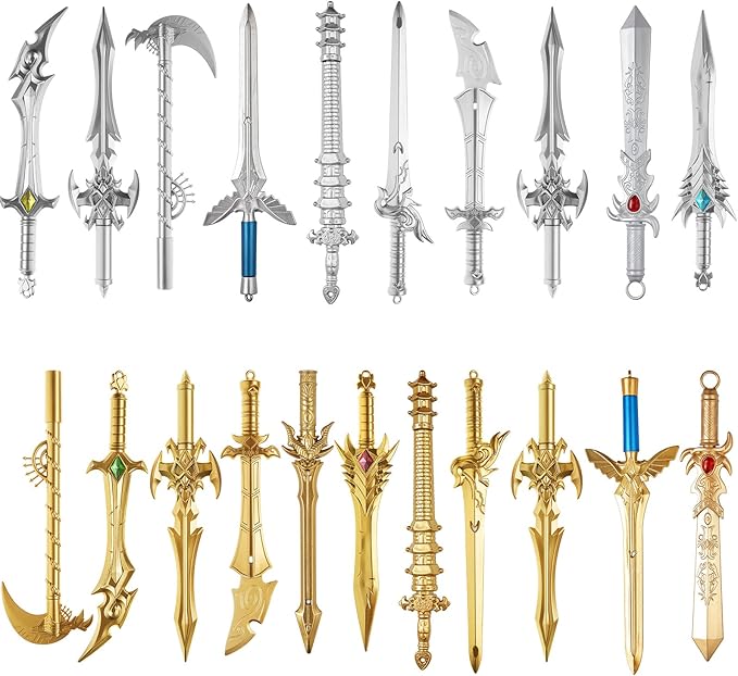 Yexiya 24 Pack Ancient Sword Pens Set Gel Ink Novelty Fun Cool Sword Plastic Gel Ink Cool Pens for Christmas Birthday Part...
