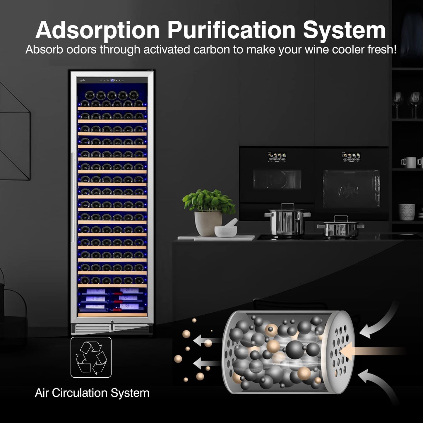 Velivi Upgraded 24 Inch Wine Cooler Refrigerator, 190 Bottles Wine Fridge with Professional Temperature Control System, Freestanding or Built-in installation, Quiet Operation