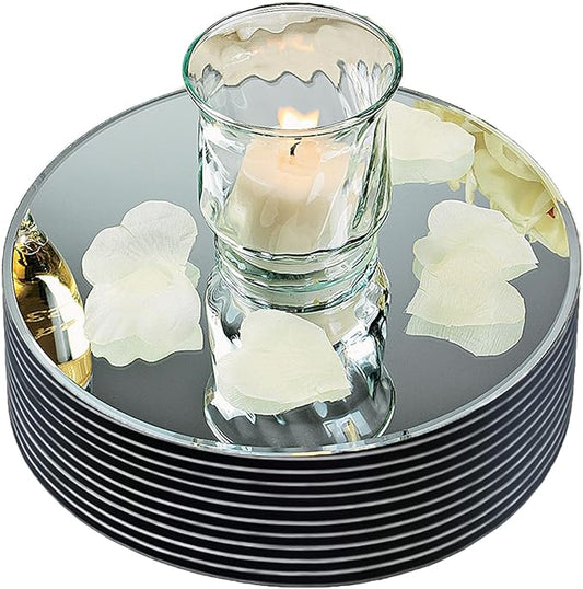 8" Round Mirror Centerpieces for Tables Decorations, 10 Pack Acrylic Circle Mirror Tray Candle Plate 2mm Thickness Mirror ...