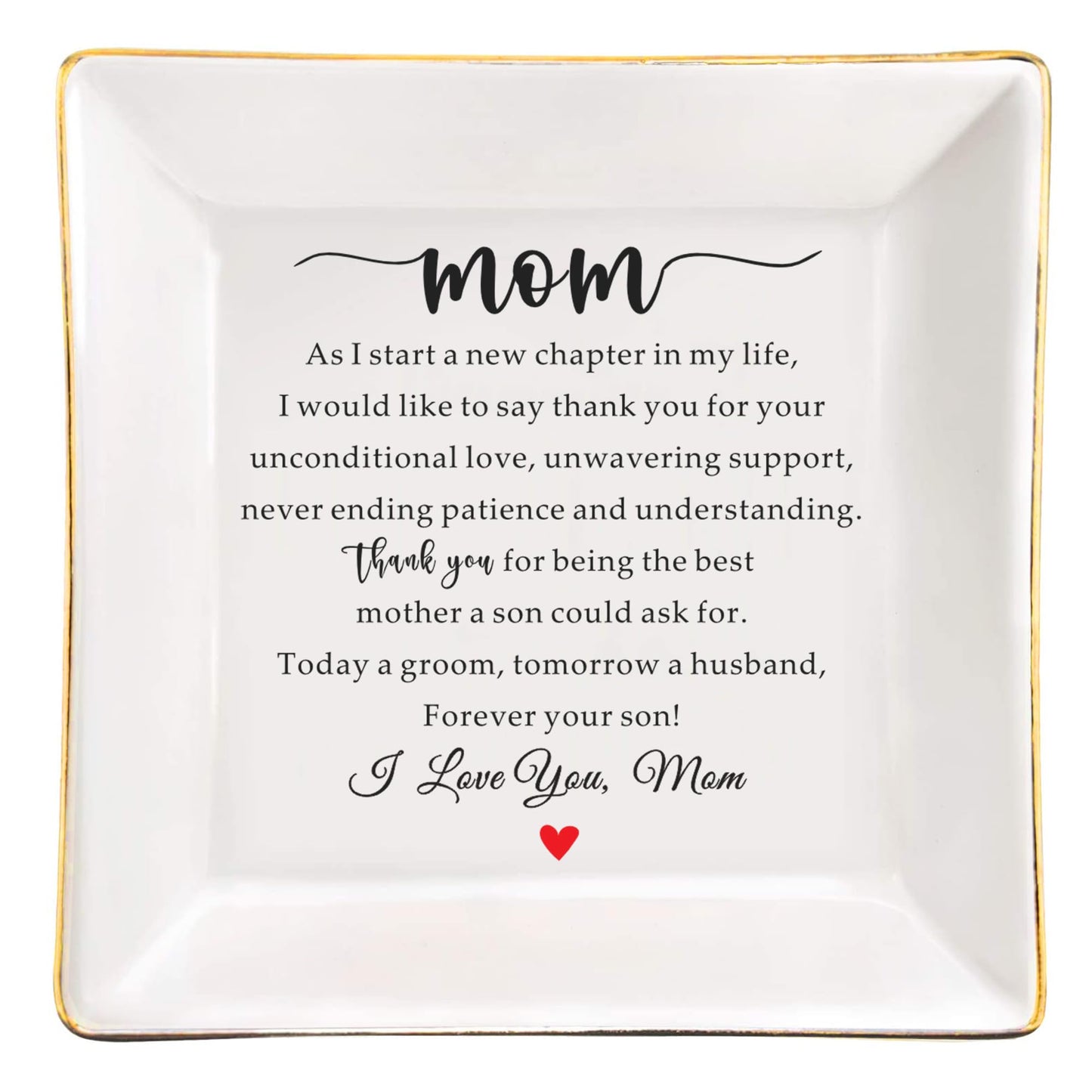 Mother of the Goom Gift from Son, Wedding Gift for Mother from Groom, Ceramic Trinket Dish Gift for Mom on the Wedding Day, Thank You Wedding Gift for Mother of Groom Jewelry Holder Organizer