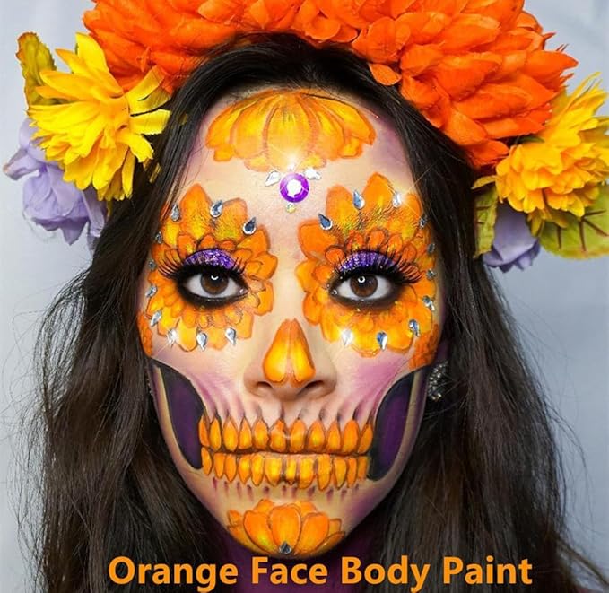Go Ho Orange Face Paint,Waterproof Oil Based Eye Black Stick,Orange Face Body Paint for Starfire Festivals Halloween Cosplay SFX Pumpkin Makeup