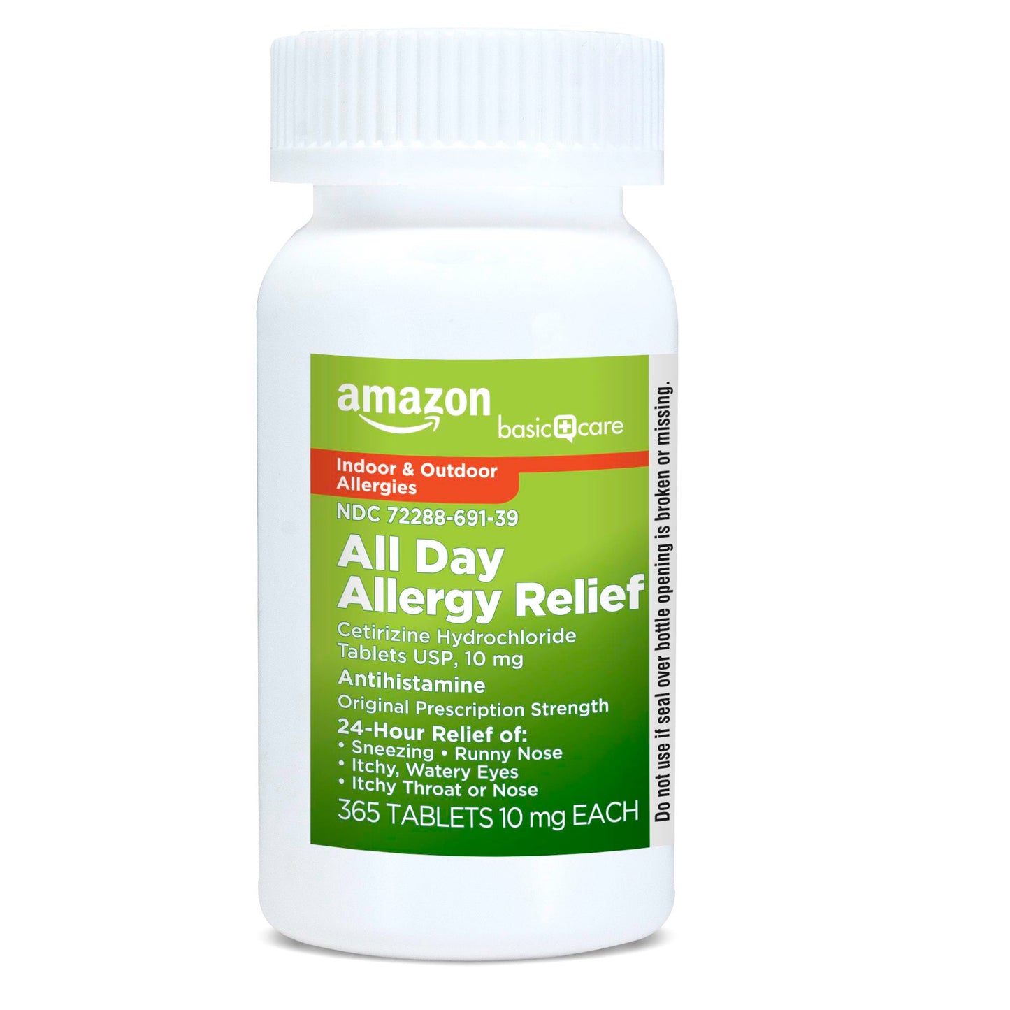 Amazon Basic Care All Day Allergy, Cetirizine Hydrochloride Tablets, Antihistamine, 10 mg, 365 Count (Packaging may vary)