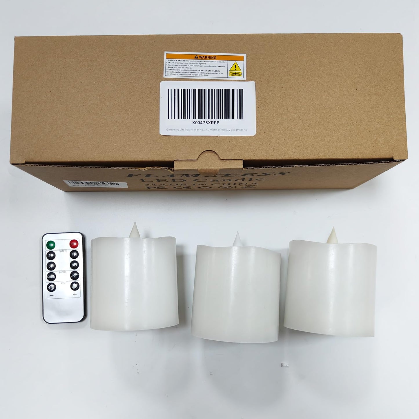 Genwelled Life Plus Flickering Flameless LED Candles Battery Operated Candle 2AA 600 Hours White 3x3 inch Set of 3 Real Wax Pillar Candles with Remote and Timer Halloween Christmas Holiday and Wedding