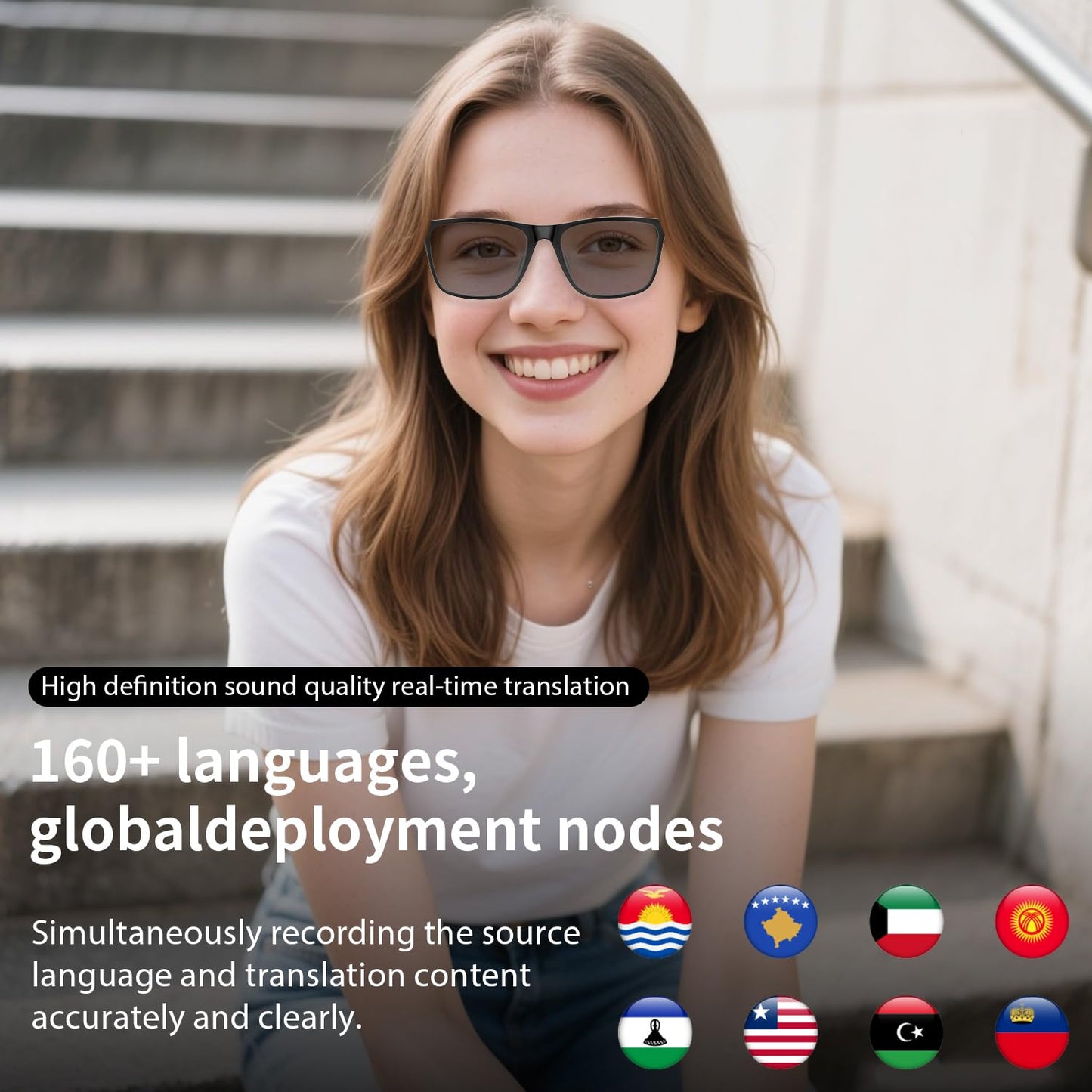 Haixinda Ai Smart Glasses With Chat Gpt, Support 160+ Languages, Real-Time Translation Via App, Bluetooth Glasses For Men Women,