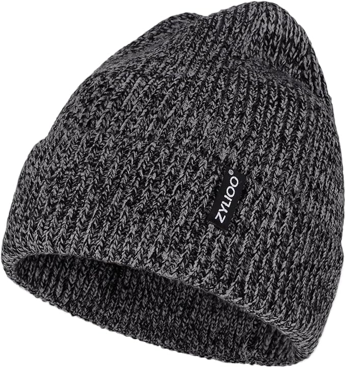 Zylioo Oversize Beanie Hats, XXL Big Size Ribbed Knit Cuffed Winter Hat for Cold Weather, Warm Skull Watch Cap
