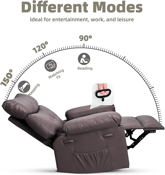GarveeHome Oversized Wide Recliner Chair - Faux PU Leather Large Manual Recliner for Adults, Lazy Chair with 1.5X Sponge Comfort Arm and Back for Living Room, Bedroom